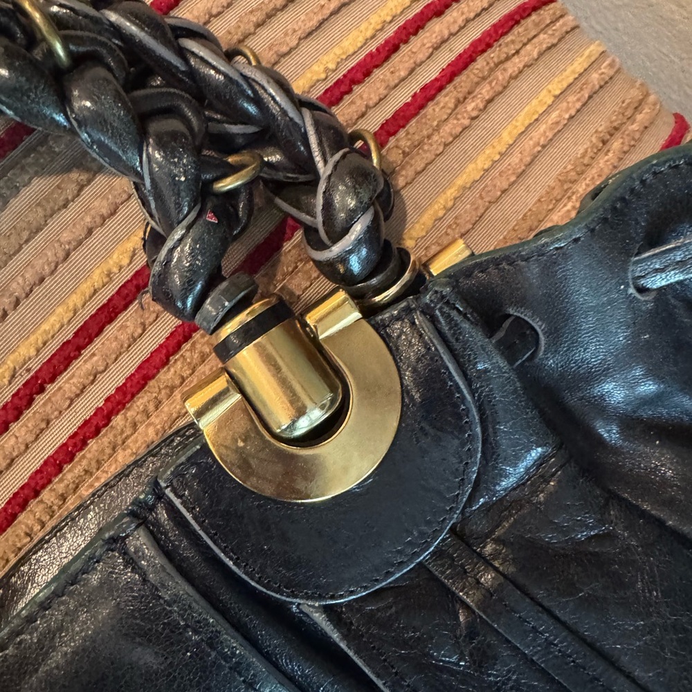 Chloe Heloise Black Leather Tote with Gold Accents - Picture 6 of 13